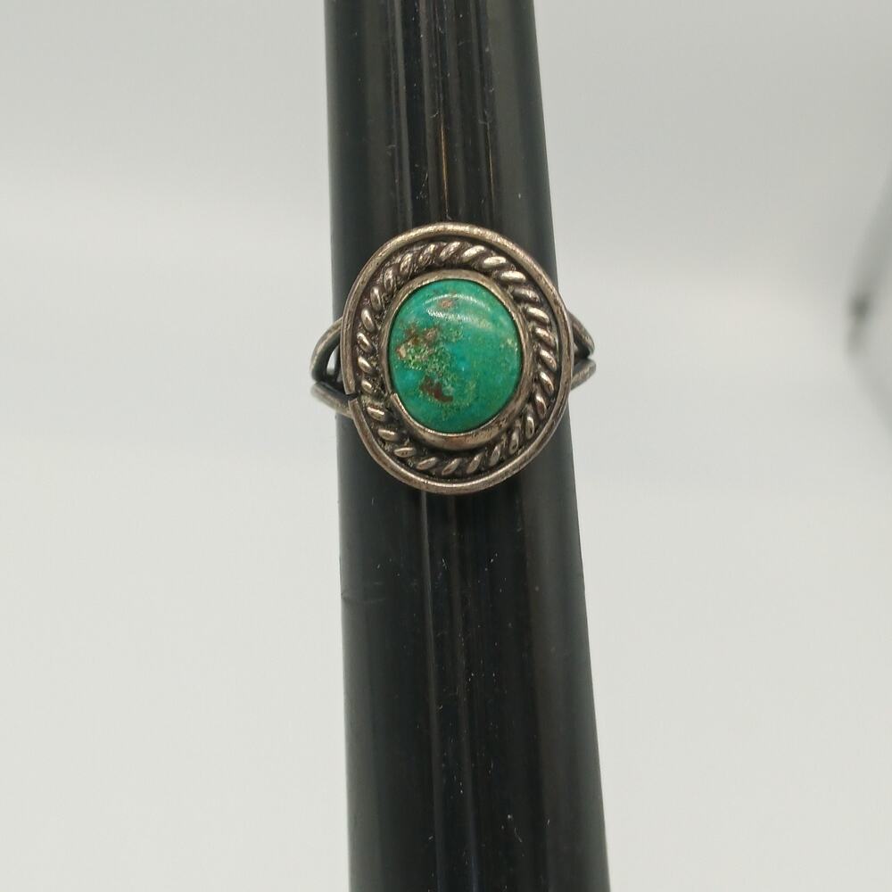 Vintage Native Sterling Silver Turquoise Ring Size 6 Old Pawn